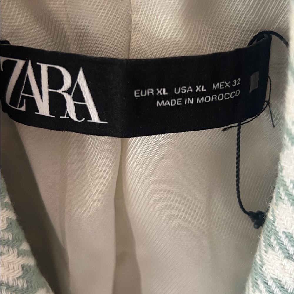 Zara Mint Green Houndstooth Blazer - Picture 2 of 4